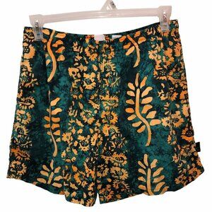TYR Sport Mens Large Green Floral Elastic Waist Pockets Swim Shorts Trunks Sz L
